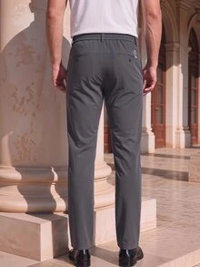 Officeau Men's Grey Straight Leg Dress Pants, For Business Casual/Commuting, Gift For Father/Husband - Grey - View 4