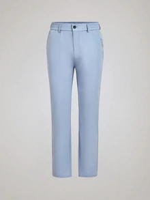 Officeau Celana Panjang Pria Warna Biru Muda Pudar, Model Lurus, Cocok untuk Pakaian Bisnis Kasual/Perjalanan, Hadiah untuk Ayah/Suami - Dusty Blue - View 6