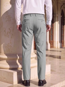 Officeau Men's Dark Grey Slim Fit Suit Pants, For Formal Business/ Office - Dark Grey - View 5