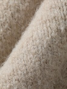 DAZY Sweater Rajut Wanita Warna Polos Longgar Leher Bulat Lengan Panjang Lengan Lentera Kasual untuk Liburan Musim Semi Musim Gugur - Aprikot - View 8