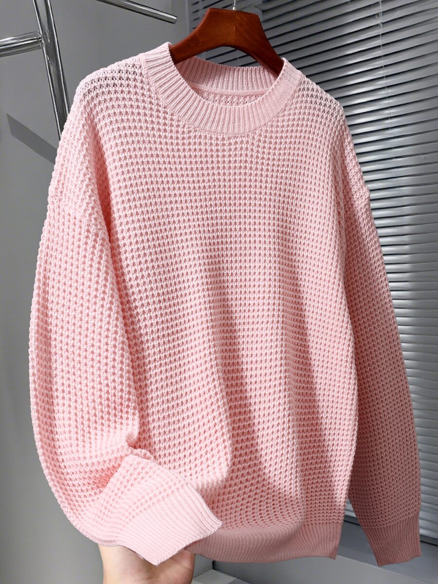 Claim Dot Men's Streetwear Colorblock Fashion Ribbed Long Sleeve Sweater Y2k Couple Matching Outfit Fall - Pink - View 1
