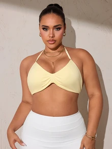 Sweetra Women's Plus Size Backless Halter Neck Sports Bra - Multicolor - View 2