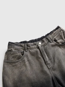 ROMWE Grunge Punk Plus Size Women's Casual Daily Denim Jeans With Pockets And Buttons - Dark Grey - View 6