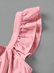 SHEIN MOD 女款素色百褶休閒日常穿著襯衫 - 粉色 - 查看 4
