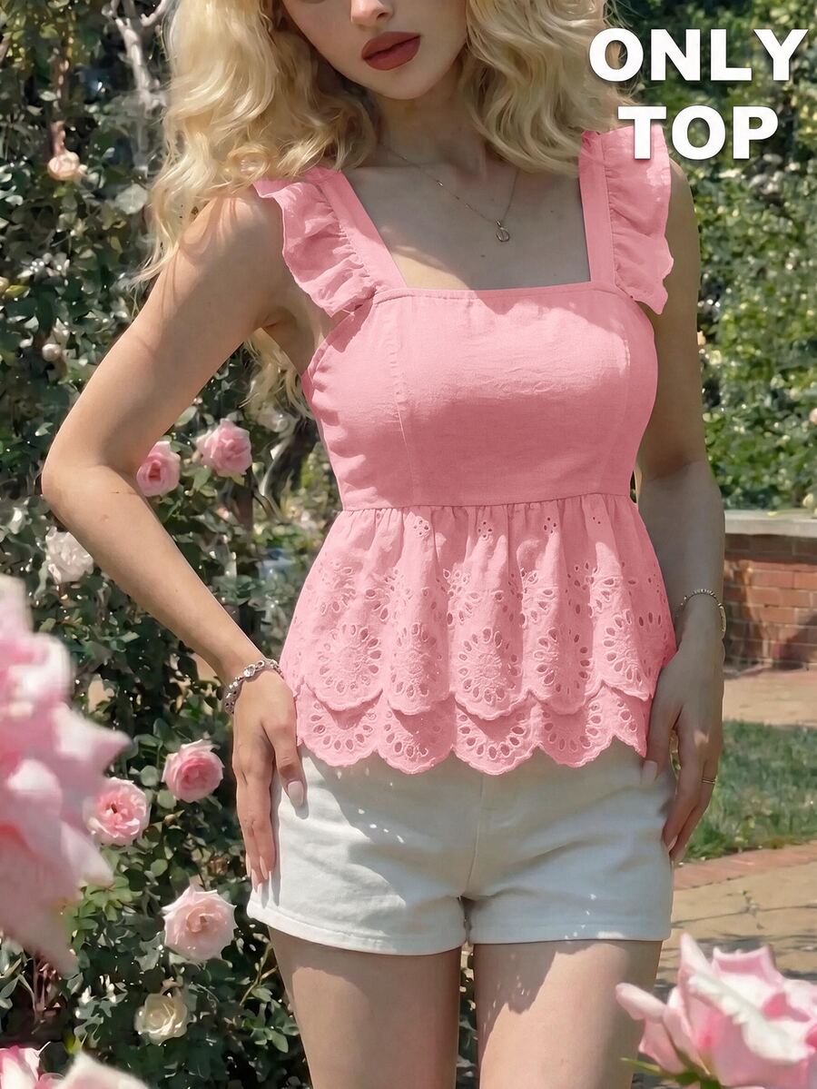 SHEIN MOD 女款素色百褶休閒日常穿著襯衫 - 粉色 - 查看 1