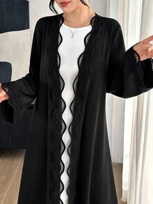 Al Najma Cardigan Wanita Model Terbuka Depan, Elegan, Serbaguna, Modis untuk Musim Semi, Gugur, dan Musim Dingin. - Hitam - View 6