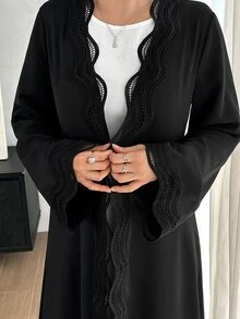 Al Najma Cardigan Wanita Model Terbuka Depan, Elegan, Serbaguna, Modis untuk Musim Semi, Gugur, dan Musim Dingin. - Hitam - View 7