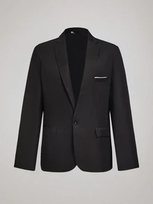 Officeau Men's Regular Fit Black Blazer, Tuxedos For Wedding/ Evening/ Groomsmen - Black - View 6