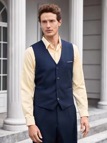 Officeau Men's 2pcs Grey Wedding Suits, Blazer And Pants, For Groom/ Groomsman/ Guest/ Formal Business - Navy Blue - View 7