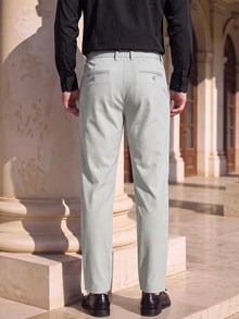 Officeau Men's Light Grey Straight-Fit Suit Pants, For Formal Business/ Office - Light Grey - View 2
