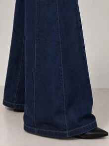 Zerodot Women Dark Wash Denim Embroidered Jeans Casual Daily Fall Pre Fall - Dark Wash - View 4