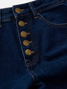 Zerodot Women Dark Wash Denim Embroidered Jeans Casual Daily Fall Pre Fall - Dark Wash - View 6
