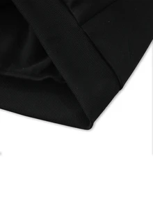 ROMWE MEN Street Life Men's Letter Pattern Contrast Color Zipper Casual Daily Hoodie Sweatshirt - Black - View 8