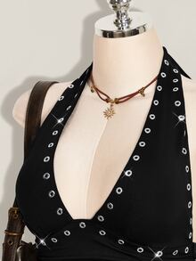 SHEIN ICON 萬聖節女款掛脖露背黑色娃娃裝背心 - 黑色 - 查看 7