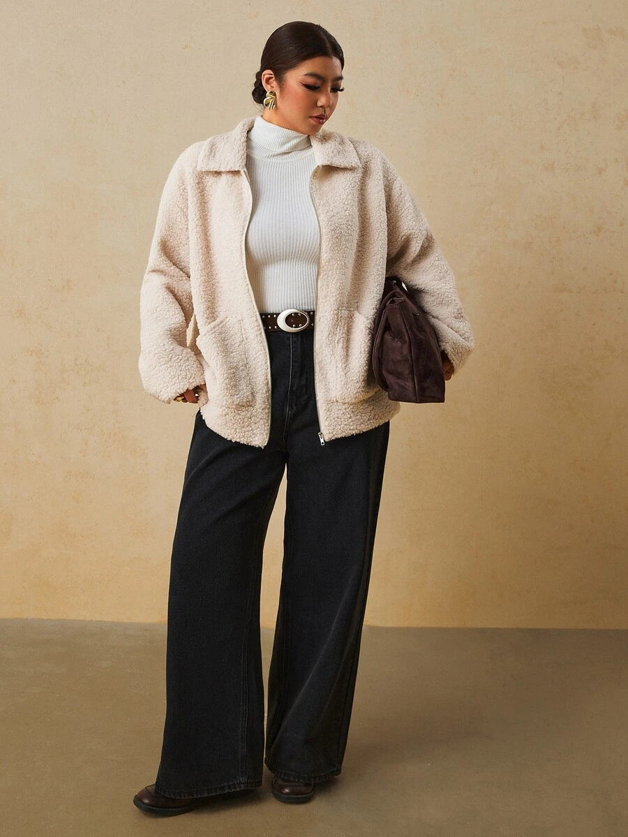 Travachic Plus Size Fashion Casual Gothic Western Autumn/Winter Jacket White Office Teacher Club - Apricot - View 1