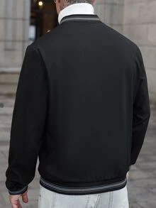Manfinity CasualCool Men's Casual Versatile Contrast Color Striped Long Sleeve Jacket, Autumn/Winter - Black - View 6