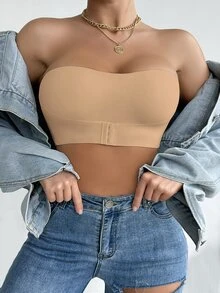 SHEIN Women's Front Closure Padded Push-Up Bra - Camel - View 8