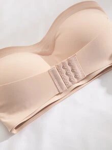 SHEIN Sujetador sin tirantes acolchado con cierre delantero de unicolor para mujer - Albaricoque - Ver 5