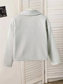 少女灰色大衣，簡約端莊時尚休閒優雅（法式風），適合外出、秋冬季節、開學季、正式場合 - 淺灰色 - 查看 2