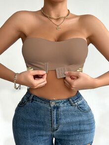 SomedayCozy Mocha Brown Backless Tube Top Bra With Comfortable Fabric For Everyday Wear - Mocha Brown - View 2