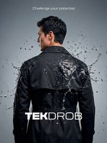 TekDrob Wind Resistant And Water Repellent Mid-Length Trench Coat - Black - View 3
