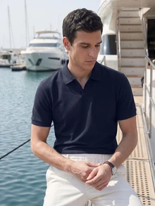 TekDrob Double Anti-Odor And Water Proof Buttonless Polo With Regular Fit - Navy Blue - View 8