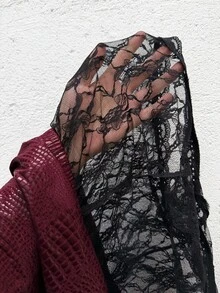 EgrlEra 女款蕾絲拼接時尚百搭迷你裙 - 黑色 - 查看 6
