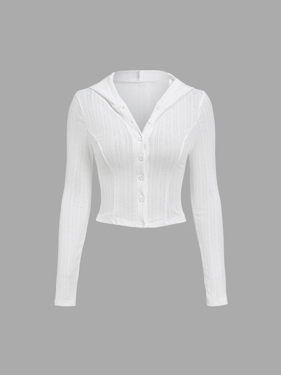 Sweetra Jaket Crop dengan Kancing Depan Polos - Putih - View 1