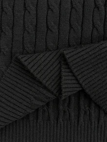 SHEIN Maternity Autumn/Winter Casual Solid Color High Neck Knit Sweater Dress Set,Autumn And Winter,Autumn - Black - View 8