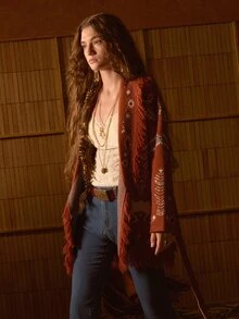 MOTF STUDIO VINTAGE JACQUARD TASSEL KNIT CARDIGAN - Red - View 8