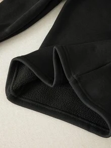 SHEIN 女童羅紋針織高領開學季柔軟長袖套頭上衣冬季上衣 - 黑色 - 查看 5