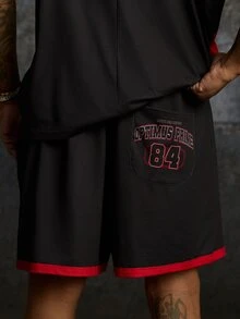 Transformers X SHEIN Men's Letter Print Short Sleeve T-Shirt And Shorts Set Evergreen - Black - View 3
