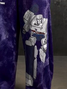 Transformers X SHEIN Men's Letter Print Elastic Waist Long Pants Evergreen - Purple - View 5