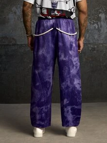 Transformers X SHEIN Men's Letter Print Elastic Waist Long Pants Evergreen - Purple - View 2