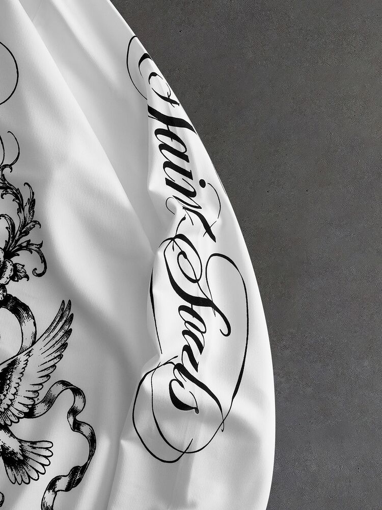 Men's Thorn Flower Graphic Print Pullover Long Sleeve T-Shirt - White - View 6