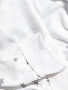 ROMWE Kawaii Autumn/Winter Cute Girl 3D Ear Star Pattern Ruffle Trim Cropped Sweatshirt - White - View 9