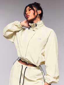 Exploreva Exploreva Women's Solid Color Stand Collar Long Sleeve Jacket And Pants Casual Sportswear Set - Creamy White - View 5