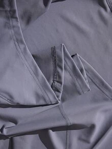 Easithlete Sweatshirt Lengan Panjang Kerah Bulat Warna Polos Ukuran Besar untuk Musim Gugur - Grey - View 8