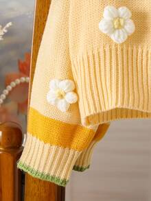 Souflis Souflis Young Girl 3D Flower & Bee Knit Cardigan, Suitable As Outerwear Fall Winter - White - View 8