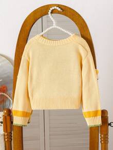 Souflis Souflis Young Girl 3D Flower & Bee Knit Cardigan, Suitable As Outerwear Fall Winter - White - View 3