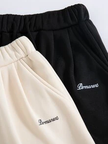 SHEIN Setelan Dua Potong Musim Gugur/Dingin untuk Anak Perempuan Remaja, Warna Hitam dan Putih, Kasual Longgar, Gaya Musim Gugur, Celana Olahraga Rajut Lurus Gaya Urban untuk Aktivitas Luar Ruangan, Gym. - MultiWarna - View 8