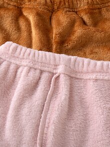 SHEIN 3件組女嬰0-3歲純色柔軟抓絨休閒寬鬆長褲，百搭百搭款，米白色、灰粉色、巧克力棕，秋季 - 彩色 - 查看 6