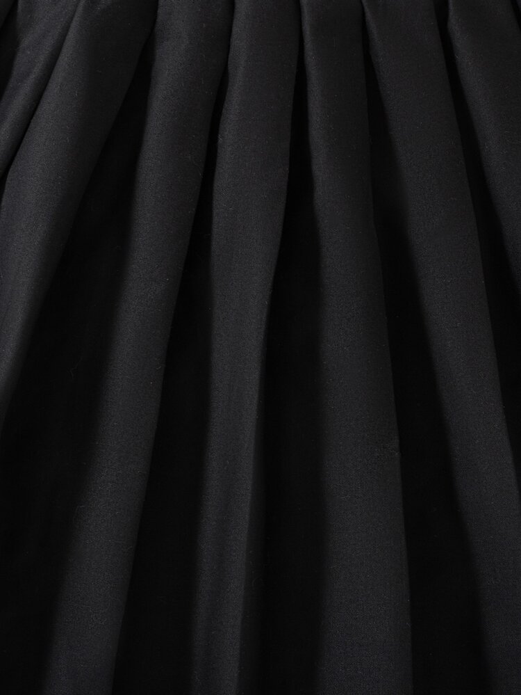 SHEIN Girls' Basic Black Pleated Skirt, Cotton Blend Fabric, Suitable For School, Outings, Play And Daily Wear, Autumn/Winter - Black - View 8