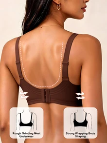 SHEIN 1pc Women's Minimalist Comfortable Seamless Jelly Glue Wireless Bra With Removable Padding - Coffee Brown - View 3
