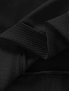Manfinity Homme Men Fashionable Casual Solid Color Hoodie, Fall, Long Sleeve Top - Black - View 6
