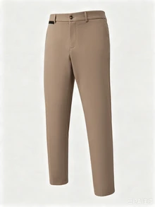 Manfinity Mode Men's Solid Color Casual Commute Suit Pants With Pockets - Khaki - View 3