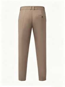 Manfinity Mode Men's Solid Color Casual Commute Suit Pants With Pockets - Khaki - View 2