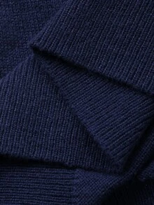Dazy Plus Colorblock Patchwork Shirt Collar Fashion Casual Cardigan Sweater, Plus Size Women's Open Front Knitwear For Autumn/Winter - Navy Blue - View 7