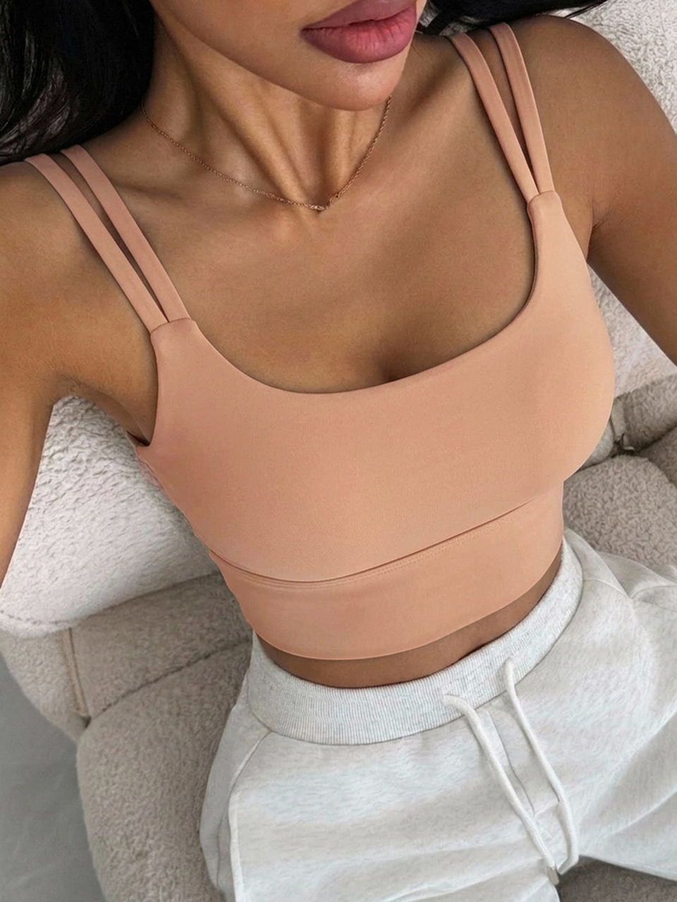 Light Shaping Solid Color Minimalist Wearable Sports Bra Tank Top For Women