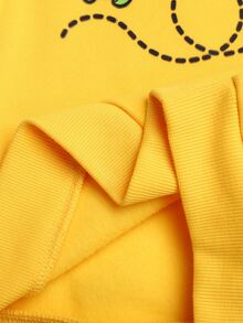 Kids Young Girl Casual Energetic Yellow Bee Pattern Sweatshirt & Leggings Set,Autumn Outfit,Fall Outfits - Yellow - View 8